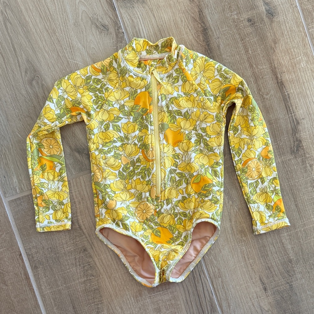 Crewcuts Yellow Floral Kids Swim Rashguard